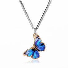 Load image into Gallery viewer, Personalized Color Painting Oil Butterfly Pendant Necklace Simple Cute Fashion Pendant Clavicle Chain Alloy Necklace Women Jewelry
