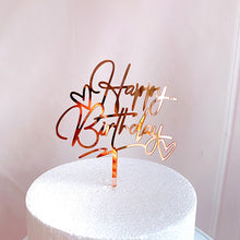 Load image into Gallery viewer, Acrylic Cake Topper Resuable Double Heart Happy Birthday Topper Cupcake Dessert Decor Birthday Party Supplies
