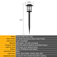 Load image into Gallery viewer, 2Pcs Solar Lights with House Shape LED Lamp Solar Powered Waterproof Outdoor Garden Light Lawn Automatic Lamp
