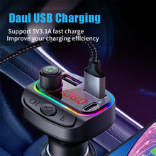 Load image into Gallery viewer, Car Bluetooth 5.0 Transmitter Wireless Mp3 Player Handsfree Audio Receiver Ambient Light FM Transmitter Type-C 3.1A Quick Charge
