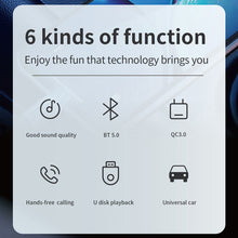 Load image into Gallery viewer, Car Bluetooth 5.0 Transmitter Wireless Mp3 Player Handsfree Audio Receiver Ambient Light FM Transmitter Type-C 3.1A Quick Charge
