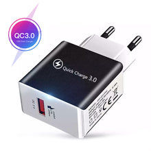 Load image into Gallery viewer, 3A Quick Charge 3.0 USB Charger EU Wall Mobile Phone Charger Adapter for iPhone X MAX 7 8 QC3.0 Fast Charging for Samsung Xiaomi
