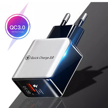 Load image into Gallery viewer, 3A Quick Charge 3.0 USB Charger EU Wall Mobile Phone Charger Adapter for iPhone X MAX 7 8 QC3.0 Fast Charging for Samsung Xiaomi
