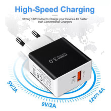 Load image into Gallery viewer, 3A Quick Charge 3.0 USB Charger EU Wall Mobile Phone Charger Adapter for iPhone X MAX 7 8 QC3.0 Fast Charging for Samsung Xiaomi
