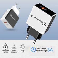 Load image into Gallery viewer, 3A Quick Charge 3.0 USB Charger EU Wall Mobile Phone Charger Adapter for iPhone X MAX 7 8 QC3.0 Fast Charging for Samsung Xiaomi

