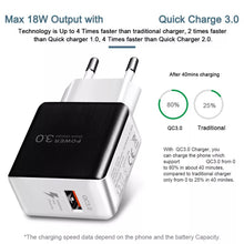 Load image into Gallery viewer, 3A Quick Charge 3.0 USB Charger EU Wall Mobile Phone Charger Adapter for iPhone X MAX 7 8 QC3.0 Fast Charging for Samsung Xiaomi

