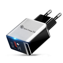 Load image into Gallery viewer, 3A Quick Charge 3.0 USB Charger EU Wall Mobile Phone Charger Adapter for iPhone X MAX 7 8 QC3.0 Fast Charging for Samsung Xiaomi
