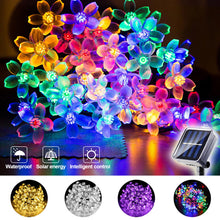 Load image into Gallery viewer, Sakura Flower Solar Fairy Lights String 5m/10m 100LED Garden Cherry Blossom Garland Lights 8 Mode Flashing Christmas Party Outdoor Hanging Lights Solar Powered
