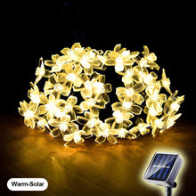 Load image into Gallery viewer, Sakura Flower Solar Fairy Lights String 5m/10m 100LED Garden Cherry Blossom Garland Lights 8 Mode Flashing Christmas Party Outdoor Hanging Lights Solar Powered
