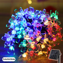 Load image into Gallery viewer, Sakura Flower Solar Fairy Lights String 5m/10m 100LED Garden Cherry Blossom Garland Lights 8 Mode Flashing Christmas Party Outdoor Hanging Lights Solar Powered
