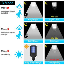 Load image into Gallery viewer, 108COB Solar Street Lights Outdoor Solar Lamp Waterproof Motion Sensor 3 Light Mode Security Lighting for Garden Patio Path Yard
