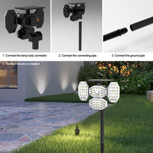 Load image into Gallery viewer, All Side Solar Lamp Garden Wall/Spike Solar/USB Charging Light with Control Outdoor Waterproof Spotlight 4 Head Lighting Security Street Lamp lanterns
