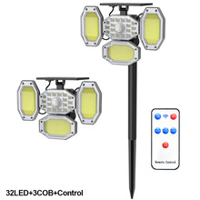 Load image into Gallery viewer, All Side Solar Lamp Garden Wall/Spike Solar/USB Charging Light with Control Outdoor Waterproof Spotlight 4 Head Lighting Security Street Lamp lanterns
