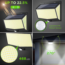 Load image into Gallery viewer, 468LED Solar Street Lights Outdoor Solar Lamp Waterproof Motion Sensor 3 Light Mode Security Lighting for Garden Patio Path Yard
