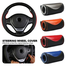 Load image into Gallery viewer, Car Wheel Cover Hand-stitched Carbon Fiber Steering Sports Wheel Cover Non-slip Leather Braid For Steering Wheel
