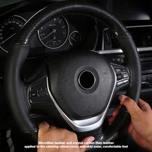 Load image into Gallery viewer, Car Wheel Cover Hand-stitched Carbon Fiber Steering Sports Wheel Cover Non-slip Leather Braid For Steering Wheel
