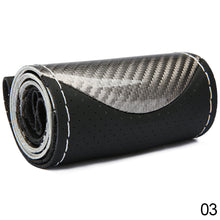 Load image into Gallery viewer, Car Wheel Cover Hand-stitched Carbon Fiber Steering Sports Wheel Cover Non-slip Leather Braid For Steering Wheel
