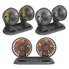 Load image into Gallery viewer, Car Fan 3 Speed Dual Head Car Auto Cooling 360 Degree Rotatable Air Circulator Fan 12V/24V for Van SUVRV Boat Auto Vehicles
