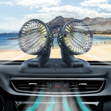 Load image into Gallery viewer, Car Fan 3 Speed Dual Head Car Auto Cooling 360 Degree Rotatable Air Circulator Fan 12V/24V for Van SUVRV Boat Auto Vehicles
