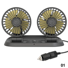 Load image into Gallery viewer, Car Fan 3 Speed Dual Head Car Auto Cooling 360 Degree Rotatable Air Circulator Fan 12V/24V for Van SUVRV Boat Auto Vehicles
