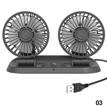Load image into Gallery viewer, Car Fan 3 Speed Dual Head Car Auto Cooling 360 Degree Rotatable Air Circulator Fan 12V/24V for Van SUVRV Boat Auto Vehicles
