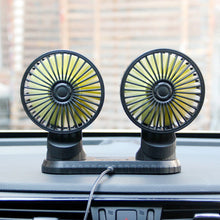Load image into Gallery viewer, Car Fan Multi-Angle Rotatable Dual Head 3-Speed Dashboard USB Powered For Summer Cooling Fan Accessories
