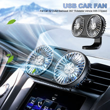 Load image into Gallery viewer, Car Air Vent Mounted USB Dual Fan Cooling Fan For Car Air Outlet Backseat 360° Rotatable Vehicle With 3 Speed
