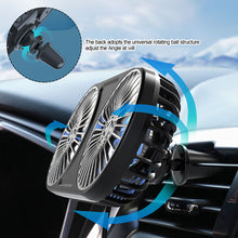 Load image into Gallery viewer, Car Air Vent Mounted USB Dual Fan Cooling Fan For Car Air Outlet Backseat 360° Rotatable Vehicle With 3 Speed
