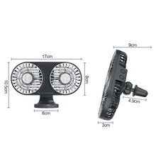 Load image into Gallery viewer, Car Air Vent Mounted USB Dual Fan Cooling Fan For Car Air Outlet Backseat 360° Rotatable Vehicle With 3 Speed
