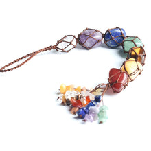 Load image into Gallery viewer, 7 Chakra Tumbled Gemstone Tassel Car Pendant Home Hanging Ornament Natural Stone Tassel Spiritual Meditation Auto Styling Decor
