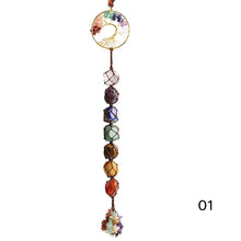 Load image into Gallery viewer, 7 Chakra Tumbled Gemstone Tassel Car Pendant Home Hanging Ornament Natural Stone Tassel Spiritual Meditation Auto Styling Decor
