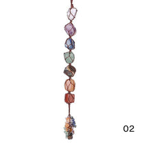 Load image into Gallery viewer, 7 Chakra Tumbled Gemstone Tassel Car Pendant Home Hanging Ornament Natural Stone Tassel Spiritual Meditation Auto Styling Decor
