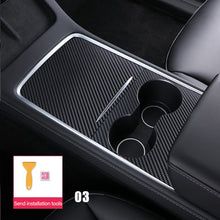 Load image into Gallery viewer, Car Central Control Carbon Fiber Panel Protective Stickers Patch For Tesla Model 3 Model Y Car Accessories Interior Film 2022
