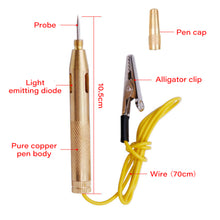 Load image into Gallery viewer, Protable DC 6V-24V Auto Car Truck Motorcycle Circuit Voltage Tester Test Pen with Clip Car Diagnostic Tools Fuses Test
