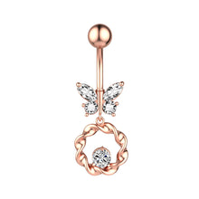 Load image into Gallery viewer, Personalized Butterfly Zircon Navel Ring Creative Crystal Belly Button Rings Simple Cute Fashion Alloy Women Body Piercing Jewelry
