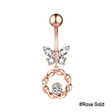 Load image into Gallery viewer, Personalized Butterfly Zircon Navel Ring Creative Crystal Belly Button Rings Simple Cute Fashion Alloy Women Body Piercing Jewelry
