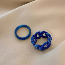 Load image into Gallery viewer, 2pcs/set Trendy Acrylic Resin Ring Fashion Creative Simple Retro Personality Chain Ring Women Female Jewelry Gifts
