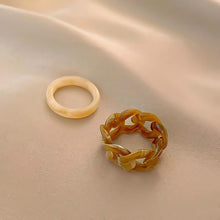 Load image into Gallery viewer, 2pcs/set Trendy Acrylic Resin Ring Fashion Creative Simple Retro Personality Chain Ring Women Female Jewelry Gifts
