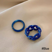 Load image into Gallery viewer, 2pcs/set Trendy Acrylic Resin Ring Fashion Creative Simple Retro Personality Chain Ring Women Female Jewelry Gifts
