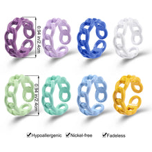 Load image into Gallery viewer, Fashion Threaded Chain Metal Spray Paint Candy Color Rings for Women Party Pink Yellow Blue Opening Adjustable Ring Jewelry
