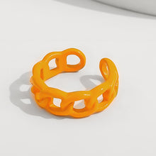 Load image into Gallery viewer, Fashion Threaded Chain Metal Spray Paint Candy Color Rings for Women Party Pink Yellow Blue Opening Adjustable Ring Jewelry
