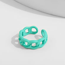 Load image into Gallery viewer, Fashion Threaded Chain Metal Spray Paint Candy Color Rings for Women Party Pink Yellow Blue Opening Adjustable Ring Jewelry
