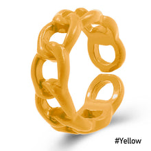 Load image into Gallery viewer, Fashion Threaded Chain Metal Spray Paint Candy Color Rings for Women Party Pink Yellow Blue Opening Adjustable Ring Jewelry
