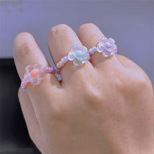 Load image into Gallery viewer, Fashion Resin Frosted Yellow Flower Butterfly Index Finger Ring Rice Beads Colorful Handmade Beaded Ring Women Jewelry Gifts
