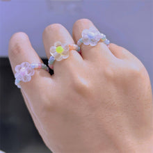 Load image into Gallery viewer, Fashion Resin Frosted Yellow Flower Butterfly Index Finger Ring Rice Beads Colorful Handmade Beaded Ring Women Jewelry Gifts
