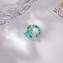 Load image into Gallery viewer, Fashion Resin Summer Flower Butterfly Ring Creative Rice Beads Retro Colorful Handmade Beaded Ring Women Female Jewelry Gifts

