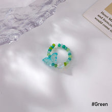 Load image into Gallery viewer, Fashion Resin Summer Flower Butterfly Ring Creative Rice Beads Retro Colorful Handmade Beaded Ring Women Female Jewelry Gifts
