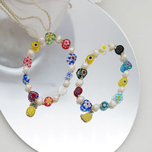 Load image into Gallery viewer, Fashion Summer Candy Color Glass Flower Rainbow Stitching Bracelet Freshwater Pearl Stretch Bracelet Women Jewelry Accessories
