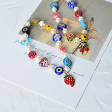 Load image into Gallery viewer, Fashion Summer Candy Color Glass Flower Rainbow Stitching Bracelet Freshwater Pearl Stretch Bracelet Women Jewelry Accessories

