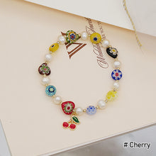Load image into Gallery viewer, Fashion Summer Candy Color Glass Flower Rainbow Stitching Bracelet Freshwater Pearl Stretch Bracelet Women Jewelry Accessories
